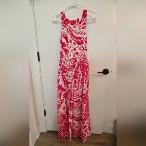Banana Republic Red and White OPEN BACK Maxi Dress